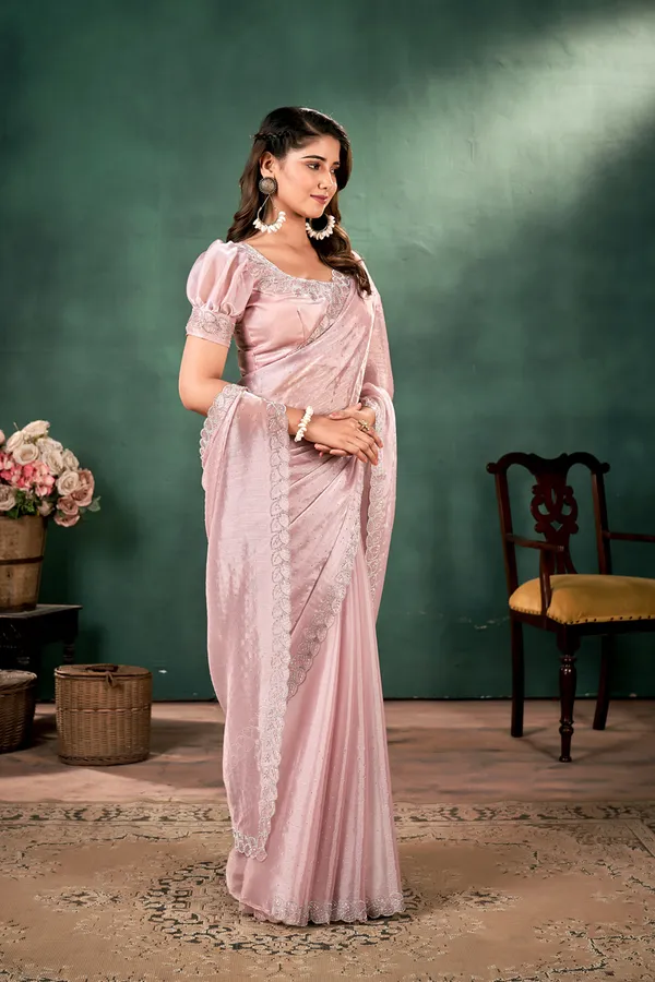 Pink_The__Satin_Silk_Saree_With_Dimond_Work_And_Cut_Border_Work