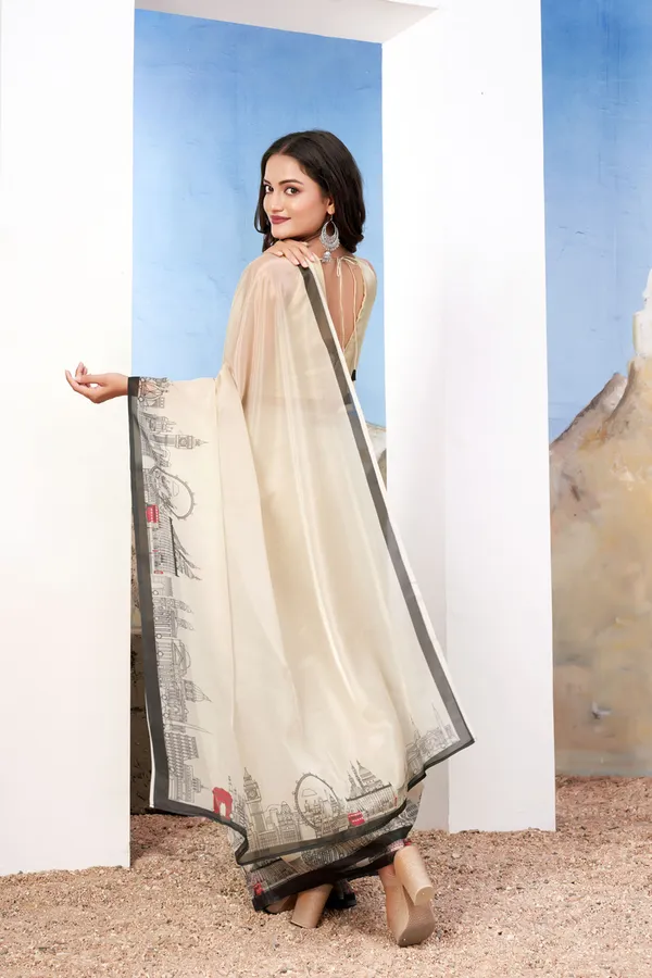 White_Creamy_Elegant_Creamy_Georgette_Saree_With_Monuments_Design