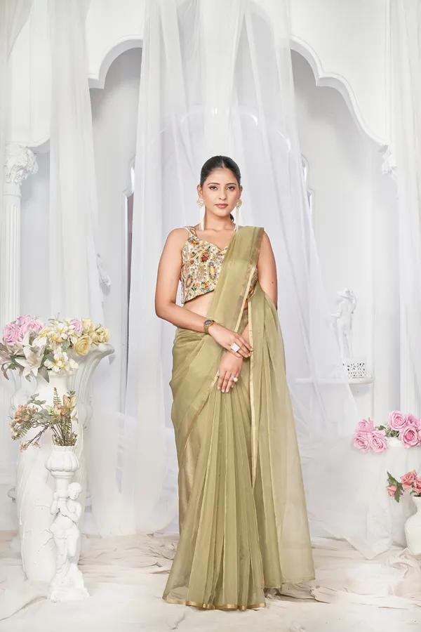 Sage__Charming_Piece_Organza_Saree_With_Golden_Border_All_Saree