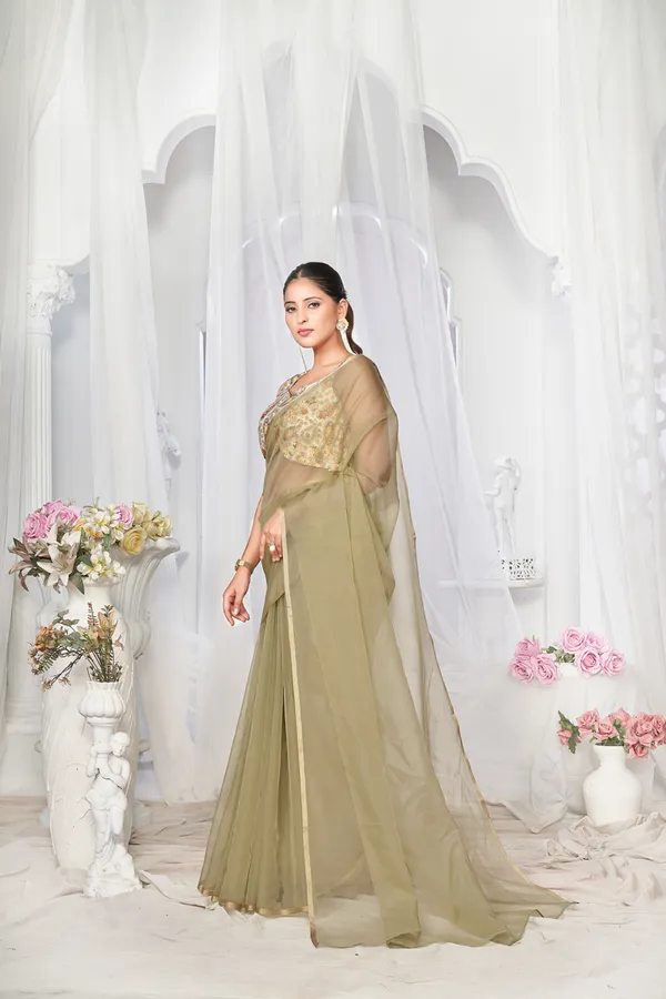 Sage__Charming_Piece_Organza_Saree_With_Golden_Border_All_Saree