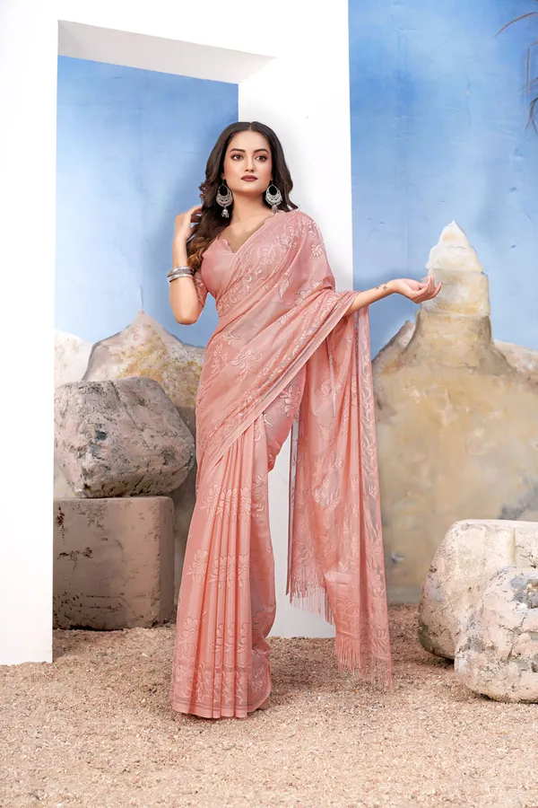 Peach__Georgette_Saree_With_Elegant_Floral_Embroidery