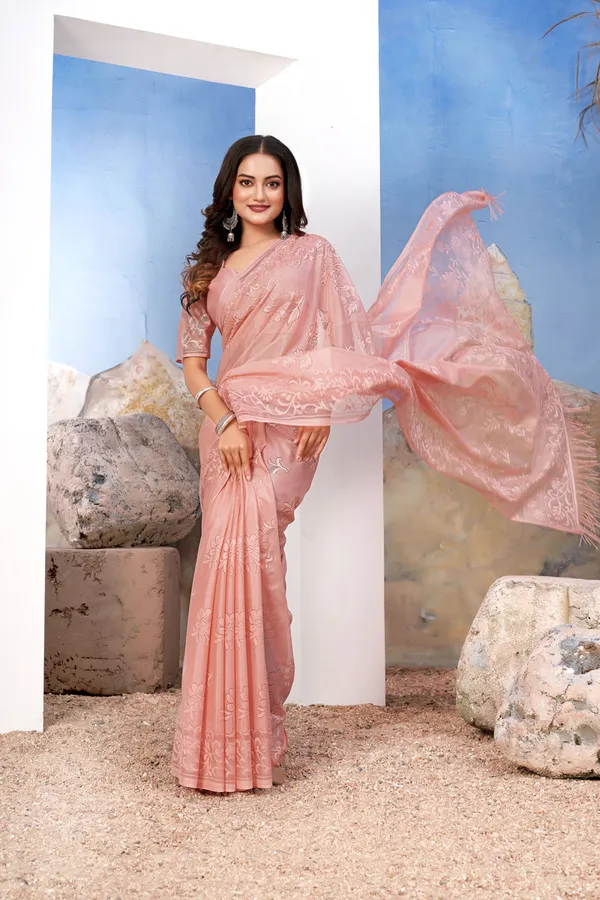 Peach__Georgette_Saree_With_Elegant_Floral_Embroidery