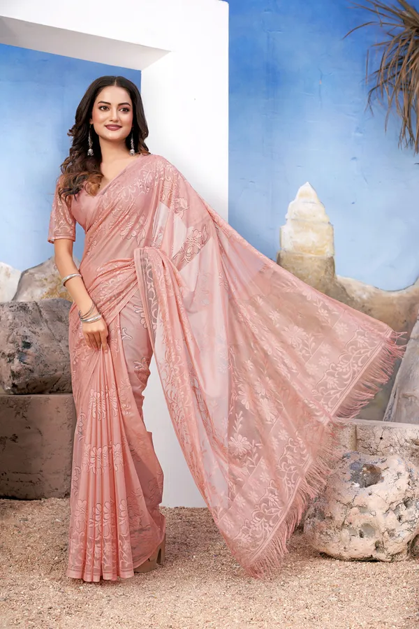 Peach__Georgette_Saree_With_Elegant_Floral_Embroidery