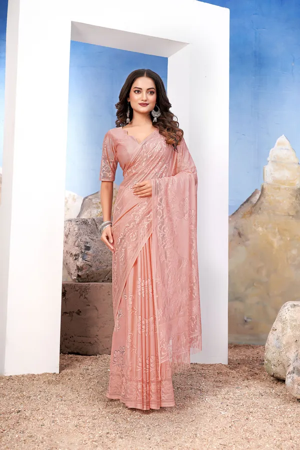 Peach__Georgette_Saree_With_Elegant_Floral_Embroidery