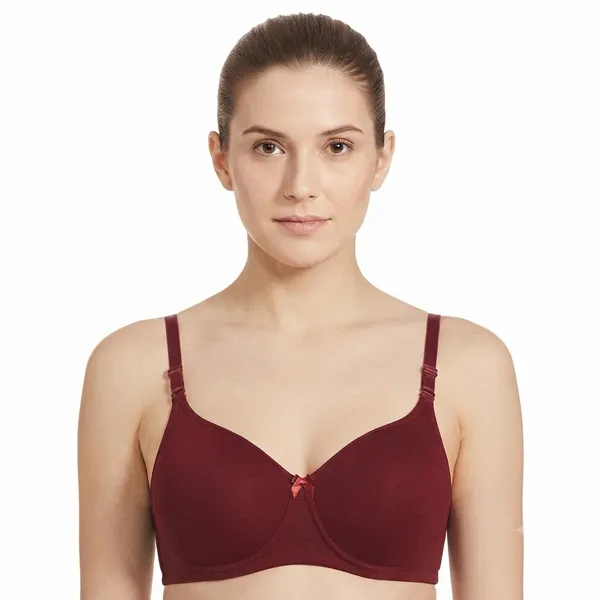 Maroon_Cotton_Padded_Bra_For_Women
