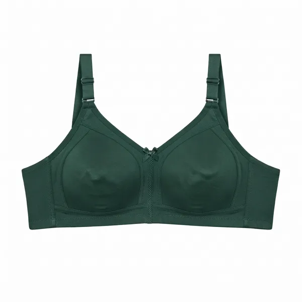 Bottle_Green_Cotton_Lace_Layered_Cup_Non-Padded_Bra_For_Women