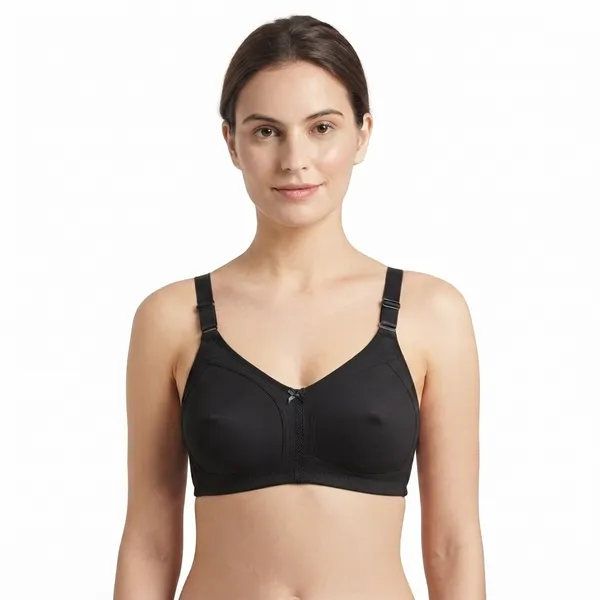 Black_Cotton_Lace_Layered_Cup_Non-Padded_Bra_For_Women