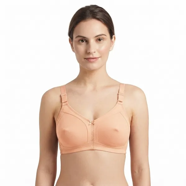 Peach_Cotton_Lace_Layered_Cup_Non-Padded_Bra_For_Women