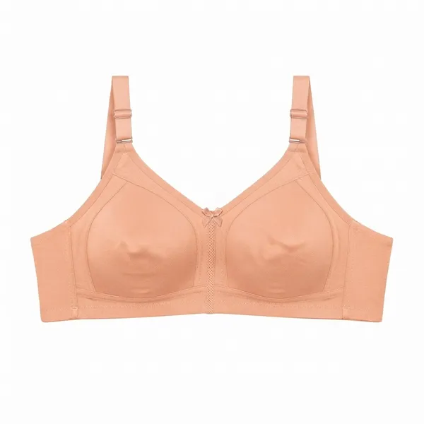 Peach_Cotton_Lace_Layered_Cup_Non-Padded_Bra_For_Women