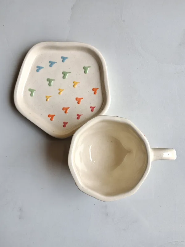 Multicolor_Hearts_Design_Handcrafted_Ceramic_Coffee_Cup_&_Saucer_Set-Medium(250ml)
