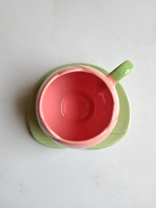 Pink_Handcrafted_Ceramic_Cup_&_Saucer_Set_Petite_Charm-Medium(250ml)