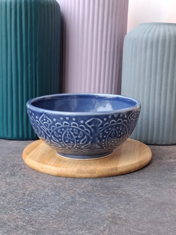 Blue_Ceramic_Handcrafted_Carved_Design_Food_Bowl_(11X7Cm)
