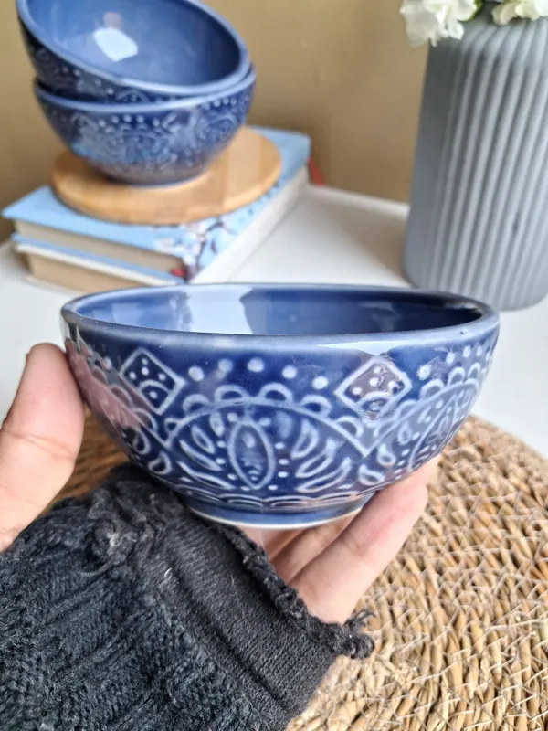 Blue_Ceramic_Handcrafted_Carved_Design_Food_Bowl_(11X7Cm)