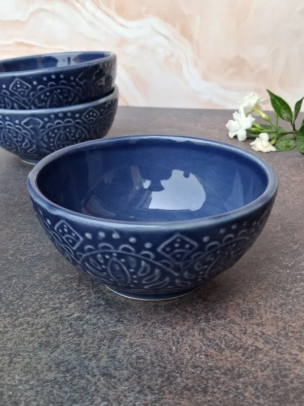Blue_Ceramic_Handcrafted_Carved_Design_Food_Bowl_(11X7Cm)
