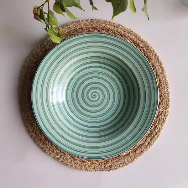 Green_Medium_Ceramic_Pasta_Plate_Vibrant_Green_Handcrafted_In_India