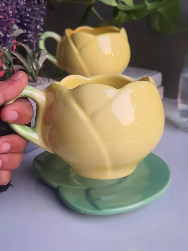 Petite_Ceramic_Cup_and_Saurcer_Set:_Artisanal_Charm,_Yellow_Cup_&_Green_Saucer