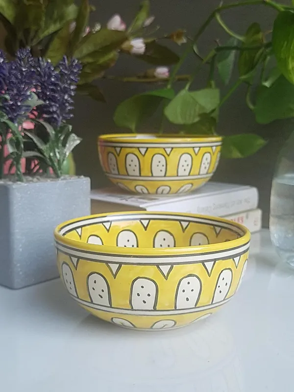 Ceramic_Handcrafted_Yellow_Floral_Pattern_Serving_Cum_Snack_Bowl