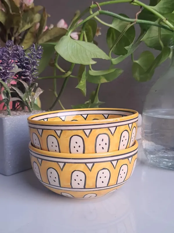Ceramic_Handcrafted_Yellow_Floral_Pattern_Serving_Cum_Snack_Bowl