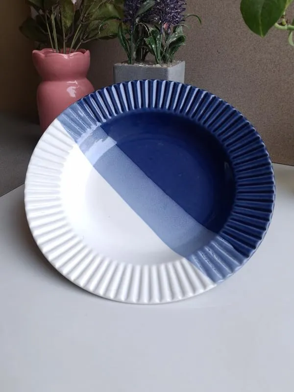 Handcrafted_Blue_&_White_Tricolor_Pasta_Plate_?_Artisan_Ceramic_Dish_for_Stylish_Dining