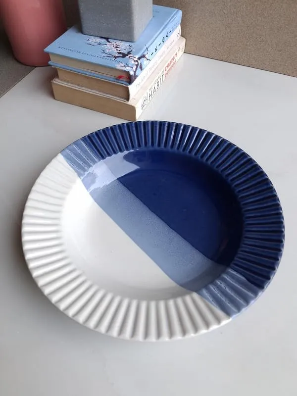 Handcrafted_Blue_&_White_Tricolor_Pasta_Plate_?_Artisan_Ceramic_Dish_for_Stylish_Dining