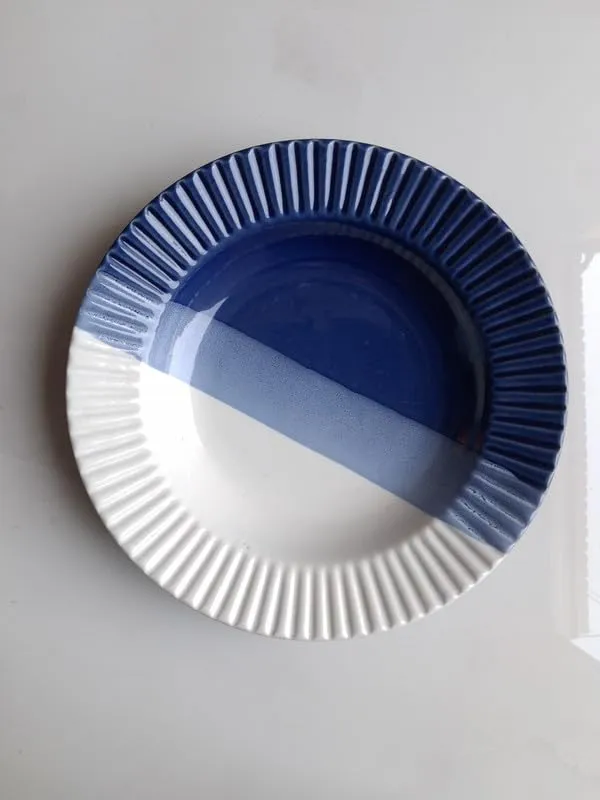 Handcrafted_Blue_&_White_Tricolor_Pasta_Plate_?_Artisan_Ceramic_Dish_for_Stylish_Dining