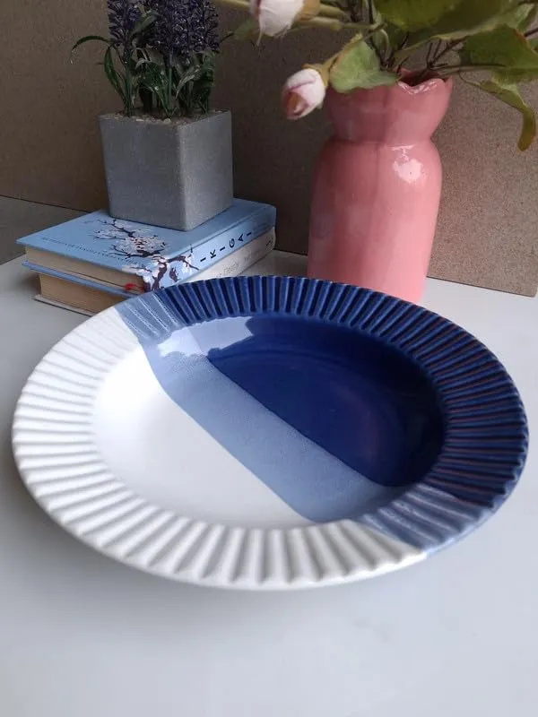 Handcrafted_Blue_&_White_Tricolor_Pasta_Plate_?_Artisan_Ceramic_Dish_for_Stylish_Dining