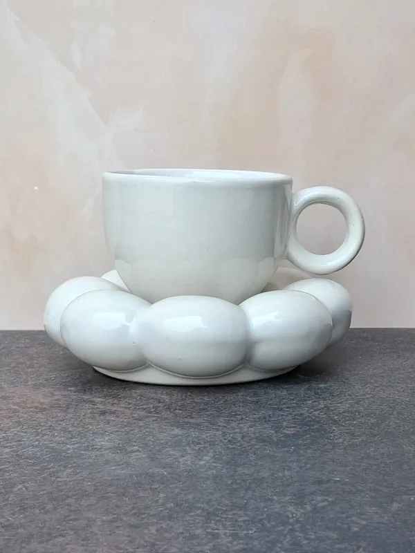 White_Glaze_Finish_Small_Cup_With_Stylish_Saucer(Set_of_2)