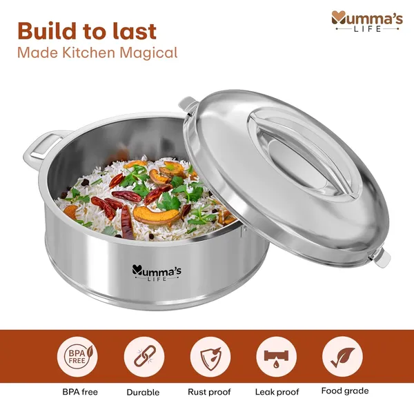 Silver_Insulated_Casserole_Hot_Pot_With_Lid_Chapati_Box_For_Daily_Use,_Available_In_5_Sizes