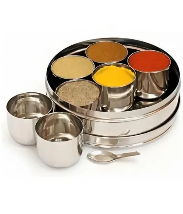 Stainless_Steel_Masala_Dabba_Or_Spice_Box_With_Plain_Lid_7_Containers_And_1_Small_Spoons