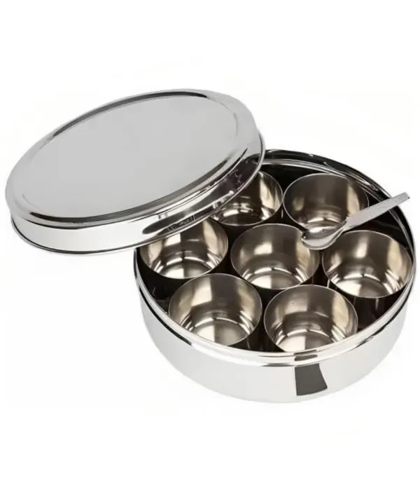 Stainless_Steel_Masala_Dabba_Or_Spice_Box_With_Plain_Lid_7_Containers_And_1_Small_Spoons