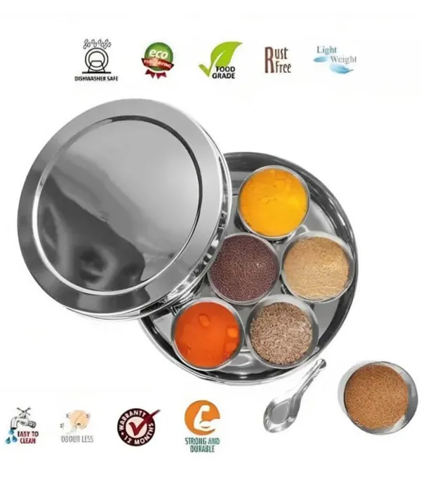Stainless_Steel_Masala_Dabba_Or_Spice_Box_With_Plain_Lid_7_Containers_And_1_Small_Spoons