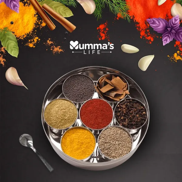 Silver_Stainless_Steel_Masala_Box_With_7_Bowl_And_1_Small_Spoon_Stainless_Steel_Ring_Shape_Masala_Spice_Box_Or_Dabba_Or_Organiser_1_Piece_Spice_Set