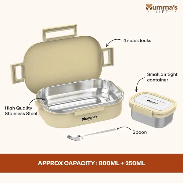 Yellow_Leak-Proof_Tiffin_Box_With_4-Side_Lock_Lid_Stainless_Steel_Inner_Container