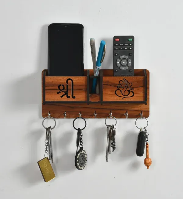 Brown_Wooden_Shri_Ganesh_Designer_Key_Hanger_And_Mobile_Holder