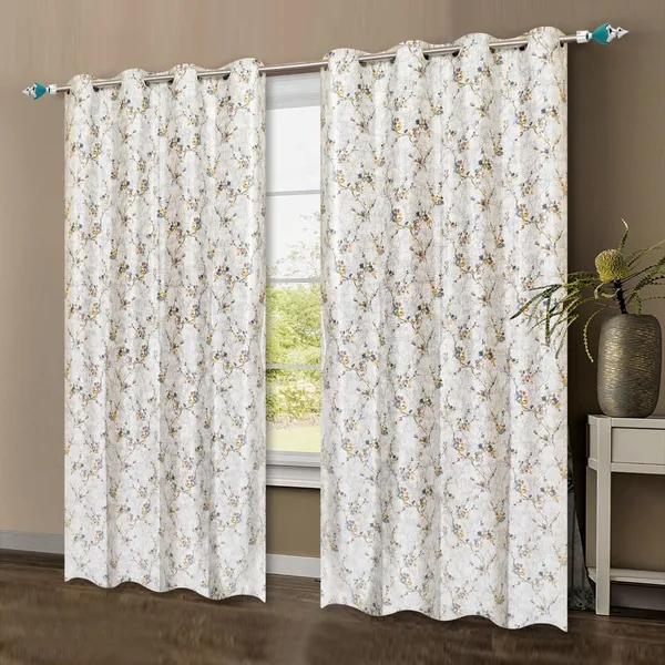 Grey_Polyester_Floral_Print_Textured_Curtain_Steel_Eyelet