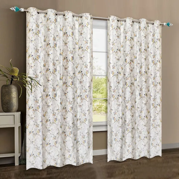 Grey_Polyester_Floral_Print_Textured_Curtain_Steel_Eyelet