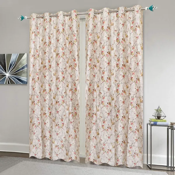 Brown_Polyester_Floral_Print_Cream_Textured_Curtain