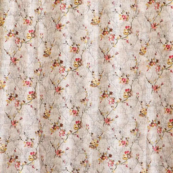 Brown_Polyester_Floral_Print_Cream_Textured_Curtain