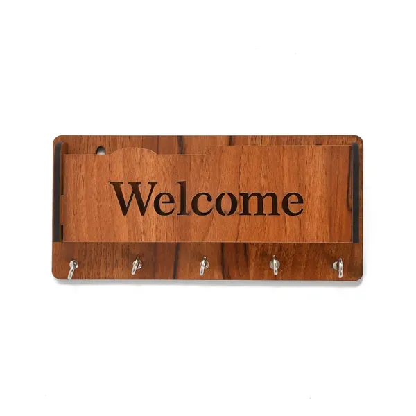 Brown_Wooden_Key_Holder_Welcome_For_Wall_Decor_With_Key_Organizer_For_Home_Decoration