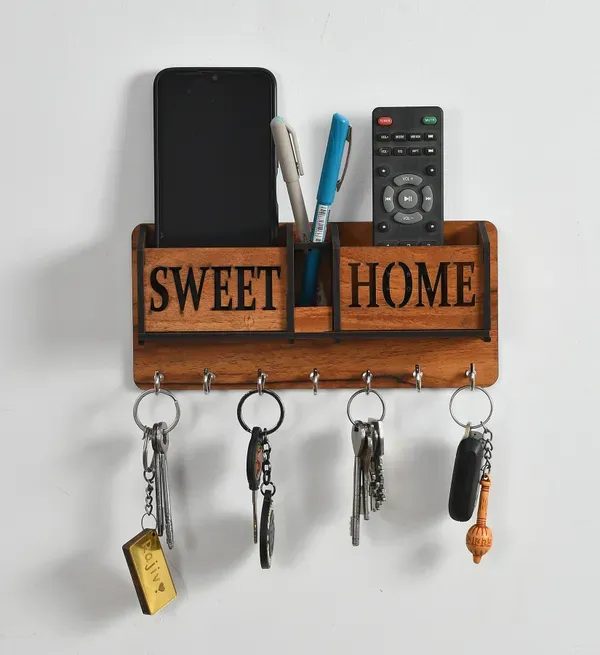Brown_Wooden_Sweet_Home_Key_Organizer,_Designer_Key_Hanger