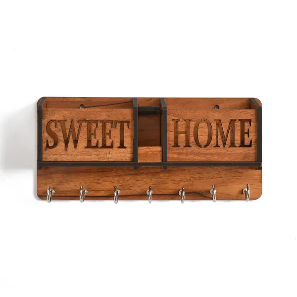 Brown_Wooden_Sweet_Home_Key_Organizer,_Designer_Key_Hanger