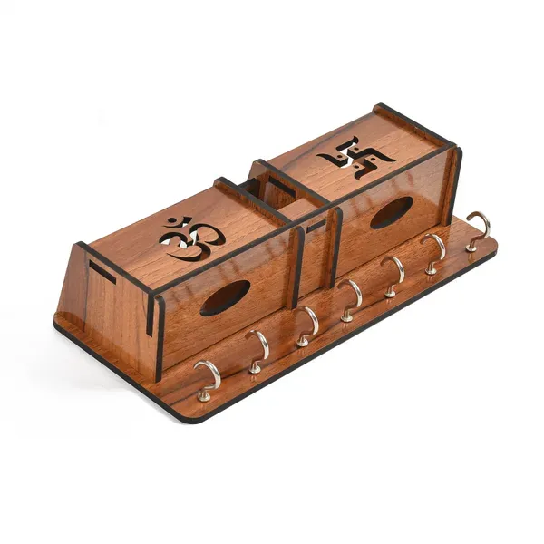 Brown_Wooden_Wall_Mounted_Om_Swastik_Designer_Key_Hanger_And_Glossy_Mobile_Holder