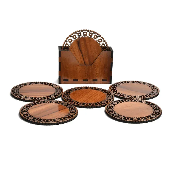 Brown_Wooden_Coasters_With_Proper_Coaster_Stand_Coaster_Set_Of_6_Feet_For_Tea_Cups,_Coffee_Mugs_And_Glasses