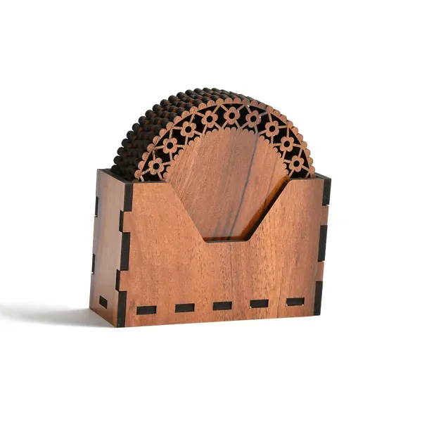 Brown_Wooden_Coasters_With_Proper_Coaster_Stand_Coaster_Set_Of_6_Feet_For_Tea_Cups,_Coffee_Mugs_And_Glasses