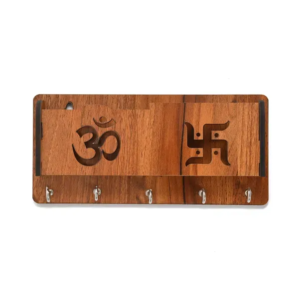 Brown_Wooden_Unique_Om_Swastik_Wooden_Key_Holder_For_Wall_Decor