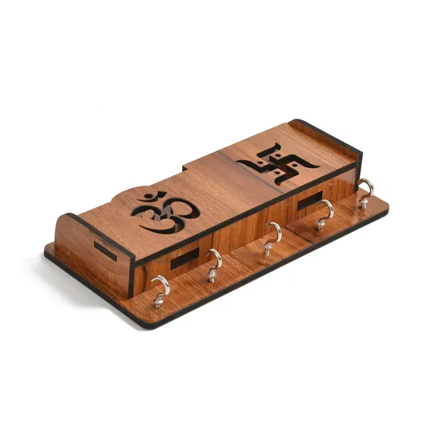 Brown_Wooden_Unique_Om_Swastik_Wooden_Key_Holder_For_Wall_Decor