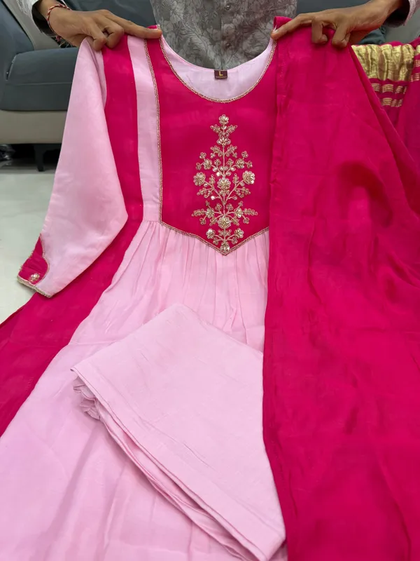 Blush_pink_embroidery_anarkali_suit_set_with_magenta__dupatta_
