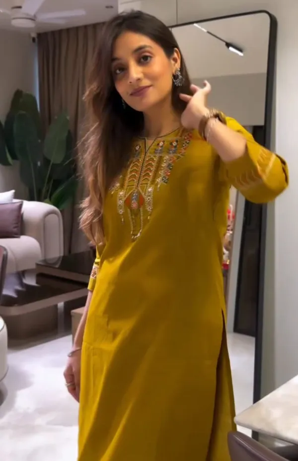 Mustard_pure_Cotton_kurta_set_