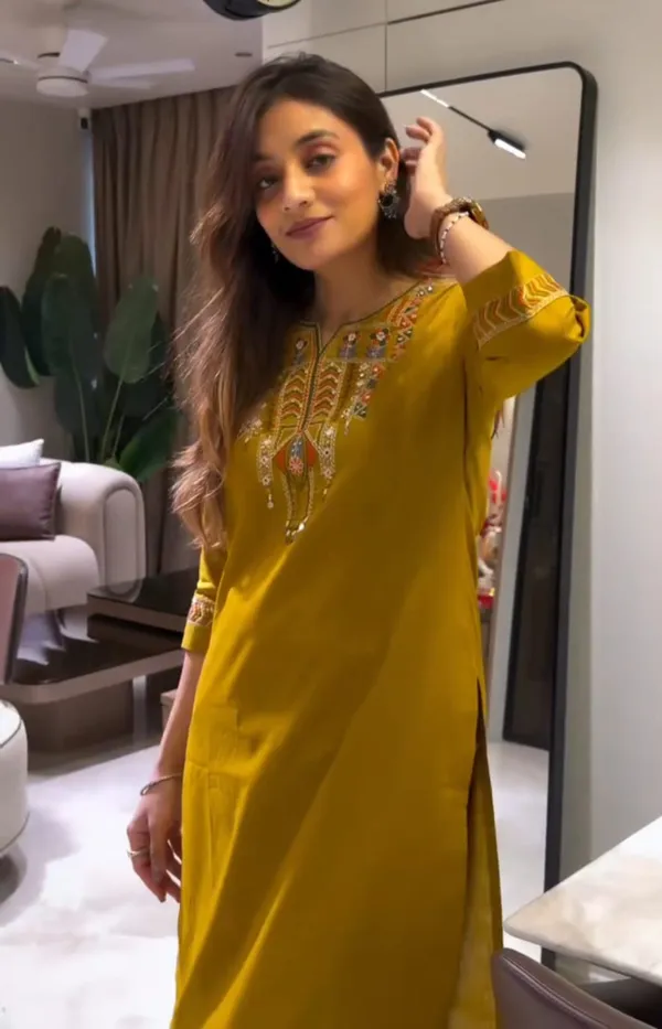Mustard_pure_Cotton_kurta_set_