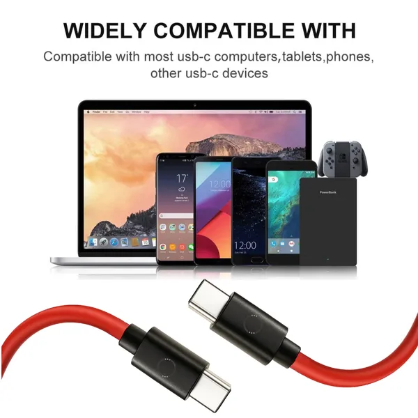 1.5_Meter,_Type_C_To_Type_C__Fast_Charging_And_Data_Transfer_Cable,_Red_Color,_PVC_material,_Long_cable